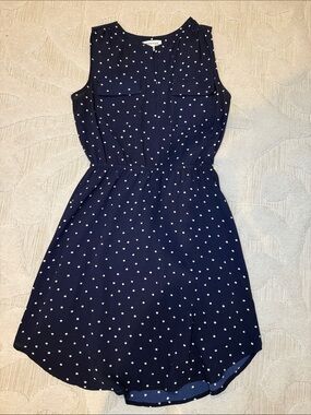 Navy Polka Dot Sleeveless Dress